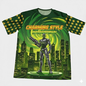 Camiseta Deportiva Casual para Hombre, Estilo Europeo y Americano, con Estampado Digital, Cuello en V, Corte Ajustado, Dobladillo Curvo, Gruesa - Product Image 1