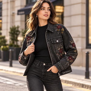 New <b>Women's</b> Cotton Denim Blue Oversized Long Styling Denim Jackets <b>Women's</b> Jean Jacket Wholesale Denim Jacket <b>Women</b> Casual <b>Coat</b> - Product Image 2