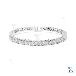 5.00 X 2.50 mm Marquise Cut Lab Grown Diamond Filled Tennis Bracelet 14K <b>Solid</b> <b>Gold</b> Unisex Luxury Bridal Jewelry - Product Image 3