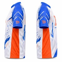 Jersey Personalizado Premium para Equipos de Esports, Blanco, Azul y Naranja, Sublimado, Transpirable, Ecológico, 100% Poliéster, Transferencia Térmica