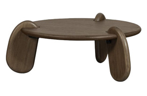 Table basse ronde en bois de manguier massif, design contemporain français, table de salon - Product Image 3