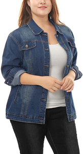 Women's Light Pink Denim Jacket Long Sleeve Solid Color Casual Button Closure Spring Wear - Product Image 4