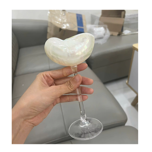 Modern SeaShell Shape Glass Cocktail Glasses With <b>Gold</b> Stand For Party Use - Product Image 2
