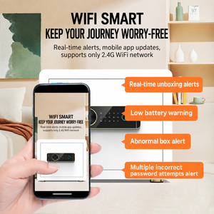 Coffre-fort biométrique avec serrure à empreintes digitales, télécommande Wi-Fi, double alarme, verrous renforcés et sécurité en acier pour la maison et le bureau - Product Image 5