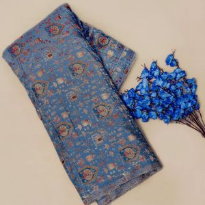 Tissu Jacquard Naturel Premium Dola Motifs Floraux Éléphant Royal Paon Bleu Denim Poussiéreux Respirant Robe de Mariée Fille - Product Image 2