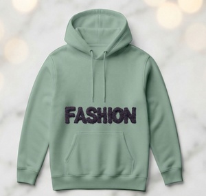 Top Trend Top Selling Sustainable Gray Green Color Custom Chenille Embroidery Logo Patch Professional Premium Quality <b>Hoodie</b> - Product Image 2
