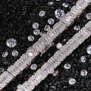 Cadena de tenis personalizada de plata maciza 925 con baño de rodio y moissanita baguette helada de 8 mm, estilo hip-hop, para compromiso, boda o regalo de graduación - Product Image 4
