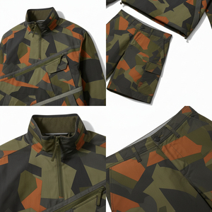 Conjunto Corto de Chaqueta Cortavientos de Alta Calidad OEM, 100% Poliéster Nylon, con Bolsillos Cargo y Paneles - Product Image 4