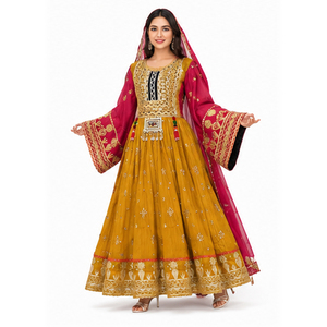 Vestido Afgano Kuchi Bordado Color Granate y Dorado para Mujer, de Alta Calidad a Precio de Mayoreo, Estilo Maxi Afgano, Vestido Afgano Kuchi Moderno - Product Image 5