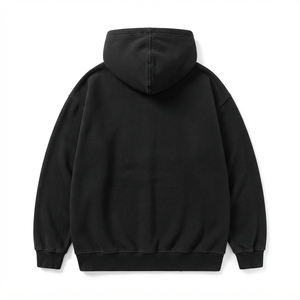 Sweat-shirt à capuche surdimensionné noir personnalisé pour homme, avec logo dégradé, style streetwear décontracté, poche kangourou - Product Image 2