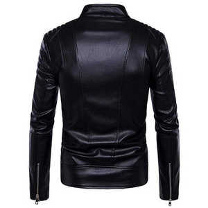 2026 Best Selling Men's Slim Winter Leather Jacket Customized Design Biker Jacket with Stand Collar <b>Top</b> Product for Sale - Product Image 5