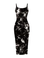 Vestido de Noche para Mujer, Ajustado, con Estampado de Leopardo, Encaje, Cuello Redondo, Sin Mangas, Largo hasta el Suelo, Sexy, para Primavera/Verano