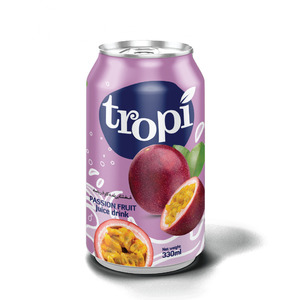 Boisson Tropi Juice aromatisée à la papaye, orange, goyave, ananas, mangue, pastèque, purée faible en gras, 100% purée de fruits frais, canette en aluminium de 330 ml - Product Image 2