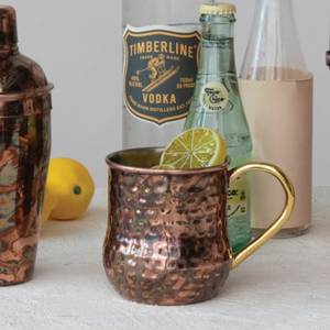 Hammered copper beverage mug set premium <b>reusable</b> drink <b>cups</b> handmade cocktail serving collection - Product Image 3