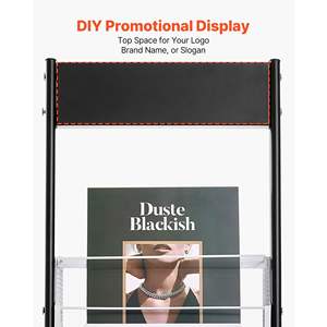 Narrow 6-Tier Metal Brochure Display Magazine Rack Floor-Standing Wheels <b>Shop</b> Exhibitions Office Movable Newspaper D0100X38EAP - Product Image 5