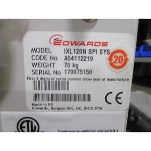 ปั๊มแห้ง EDWARDS IXL120N SPI SYS A54112219, 109791 - อุปกรณ์และอะไหล่เซมิคอนดักเตอร์ระดับโลกที่เชื่อถือได้ - Product Image 5