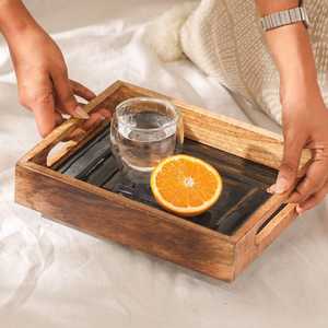 Plateau de service en bois fait main pour fromages, fruits, aliments, thé, café – Idéal pour restaurants, hôtels, maisons, jardins – Vaisselle et articles de table - Product Image 1