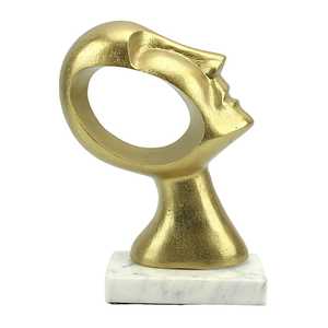 Jaffs Exports 27.5cm H X 10.5cm W X 21cm L Golden Aluminium Abstract <b>Figurative</b> Sculpture Handmade Eco-Friendly Contemporary Art - Product Image 4