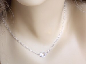 Collar de cristal con colgante de cristal transparente, collar plateado, collar para dama de honor, joyería nupcial, regalo para mujer - Product Image 4