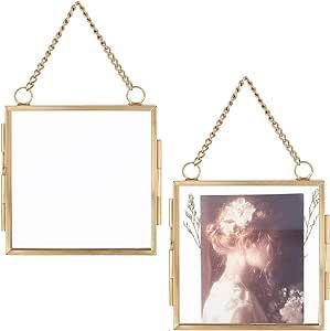 Home Decor Glass & Metal Hanging Picture <b>Frame</b> for <b>Wall</b> Decoration, with 2 Sides Glass Customized Decorative Photo <b>Frames</b> - Product Image 2