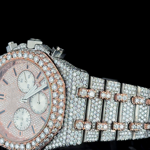 Premium Vintage Luxury ETA Moissanite Diamond Quartz Sport Fashion <b>Watch</b> <b>Arabic</b> Black Numerals Dial Glass Stainless Steel Case - Product Image 4