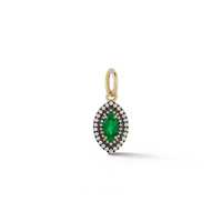 Colgante Ojo Verde con Diamante Cultivado en Laboratorio de 1.25 Ctw y Esmeralda Simulada, Chapado en Oro de 14k y 18k, Ajustable de 16-17 Pulgadas con Cierre de Langosta