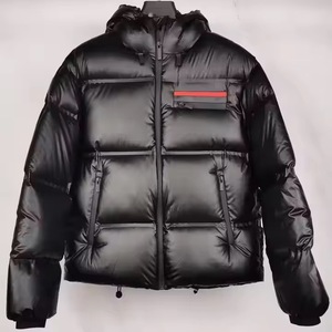 Chaqueta Acolchada con Capucha para Hombre, Negra, con Cierre de Cremallera, Rellena de Plumón, Resistente al Viento, Informal, de Invierno, Color Sólido, Gruesa, de Poliéster - Product Image 1