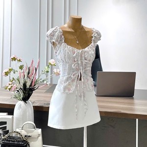Female Floral Print Tie Front Top with White Skort Two Piece <b>Set</b> Casual Vacation Summer <b>Set</b> - Product Image 2