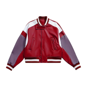 Blouson de moto en cuir pour homme, personnalisé, style urbain, col montant, fermeture éclair, impression délavée, vente en gros - Product Image 4