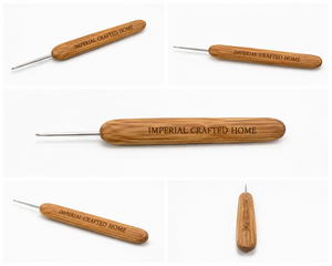 เข็มโครเชต์ไม้ไผ่ ด้ามไม้ สำหรับถักไหมพรมและถักเปียผม - Product Image 4