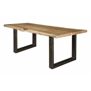 Table à manger en bois de style industriel moderne avec pieds en métal, forme rectangulaire, meubles faits à la main, assemblage requis - Product Image 3