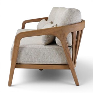Sofá Moderno Minimalista de Madera de Teca Sólida de 3 Plazas, Sofá Tapizado Escandinavo Minimalista para Sala de Estar, Villa, Muebles de Hotel - Product Image 4