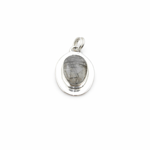 Colgante de Cuarzo Rutilado Negro Natural de Tamaño Libre, Chapado en Oro Rosa y Oro Amarillo sobre Plata de Ley 925, Joyería Artesanal de Destaque - Product Image 1