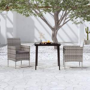 Gray And <b>Black</b> Pe Rattan Garden Dining Set 2 Seater Outdoor Furniture Contemporary Design Steel <b>Frame</b> - Product Image 1