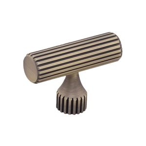 Tirador de aluminio acanalado en forma de T Bruno con textura, en acabado dorado mate AB y negro mate, para herrajes de gabinete - Product Image 3