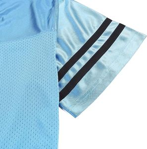 Maillot de football américain bleu clair à col en V et manches courtes pour homme, en maille respirante, coupe classique, couleur unie, vêtement de sport pour adulte - Product Image 2