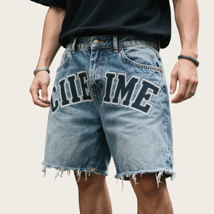Nuevos Shorts de Mezclilla para Hombre, Corte Slim Fit, Elásticos, de Algodón, Azules, con Dobladillo Enrollado, Estilo Desgastado Personalizado, Shorts de Mezclilla de Verano - Product Image 3