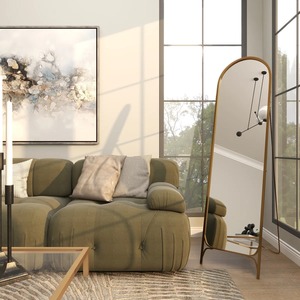 Elegant Gold Frame <b>Standing</b> Mirror with Slim Shape Ideal for <b>Corner</b> Decoration in Shopping Mall Home and Hotel Spaces From India - Product Image 2