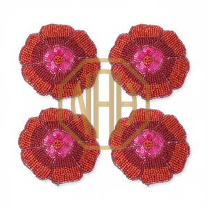 Festive Glow Handcrafted Beaded Tea <b>Coaster</b> with Candle Design Pink and <b>Black</b> Round Accent for Elegant Table Decor - Product Image 3