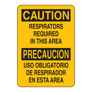 Señal de Advertencia Bilingüe: Se Requieren Respiradores para Áreas Industriales y de Laboratorio - Product Image 3