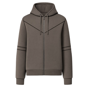 Sudaderas con capucha de forro polar para hombre al por mayor, con cremallera, de punto liso, hechas a medida, de alta calidad, tallas grandes, 300g, ecológicas y transpirables - Product Image 4