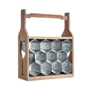 Porte-vin en métal galvanisé pour 4 bouteilles, style vintage, avec poignée, pour comptoir de cuisine et bar - Product Image 5