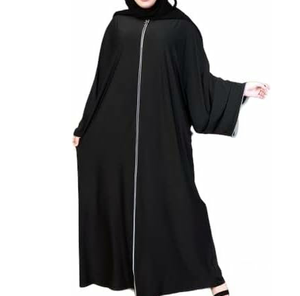 Robe de prière respirante Jilbab Abaya pour femmes, Abaya modeste de couleur noire unie, Abaya islamique traditionnelle, Kaftan, Abayas amples - Product Image 2