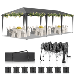 Tenda Pop-up Istantanea Portatile 10x30ft Grigio Scuro per Eventi all'Aperto, Feste, Matrimoni, Compleanni e Lauree - Product Image 1