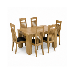 Ensemble de salle à manger rectangulaire en teck de qualité supérieure ARTERRA, table à manger moderne avec pieds en blocs et chaises pour la maison et la villa - Product Image 2