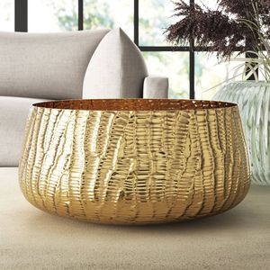 Cuenco Decorativo de Lujo con Textura Dorada, Centro de Mesa Redondo de Metal Moderno, Plato para Servir, Maceta, Decoración del Hogar - Product Image 3