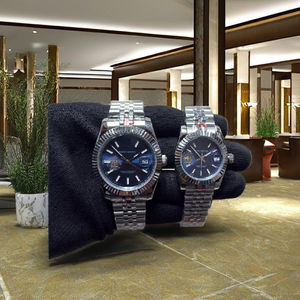 Montre mécanique de luxe bicolore, cadran soleil doré de haute qualité, index des heures en diamant, acier inoxydable, édition limitée antique - Product Image 1