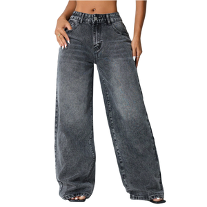 Pantalon cargo en jean délavé à l'acide pour homme, taille haute, style vintage streetwear, décontracté, 100% coton, léger, séchage rapide, respirant, lavable - Product Image 1