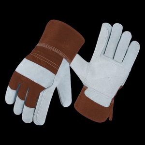 Gants de travail de sécurité industriels haut de gamme en cuir de vachette pleine fleur à double paume, flexibles et résistants à l'abrasion, pour le travail - Product Image 5