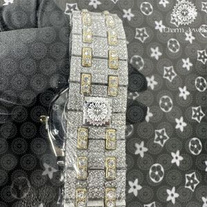 Reloj de Lujo Charm_Jewells para Hombre, de Acero Inoxidable, 42 mm, Esfera Verde, Bisel con Diamantes, Cuarzo Analógico, Visualización de Fecha, Cierre Plegable - Product Image 2